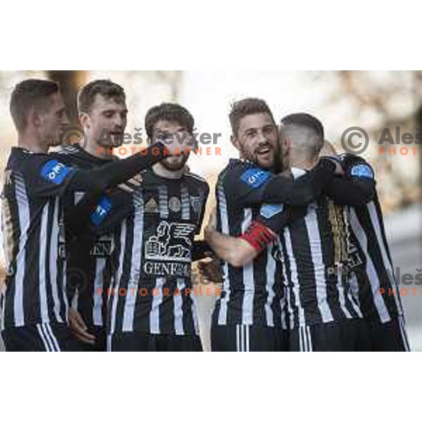 Zan Karnicnik, Amadej Marosa celebrating during Prva liga Telekom Slovenije football match between Mura and Aluminij in Fazanerija, Murska Sobota, Slovenia on March 6, 2021