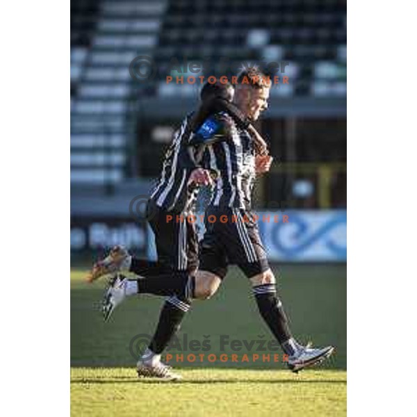 Luka Bobicanec celebrating during Prva liga Telekom Slovenije football match between Mura and Aluminij in Fazanerija, Murska Sobota, Slovenia on March 6, 2021