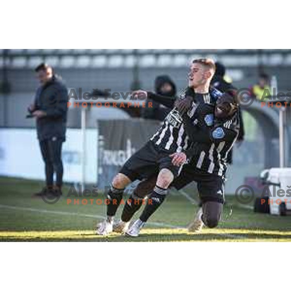 Luka Bobicanec and Samsindin Ouro celebrating during Prva liga Telekom Slovenije football match between Mura and Aluminij in Fazanerija, Murska Sobota, Slovenia on March 6, 2021