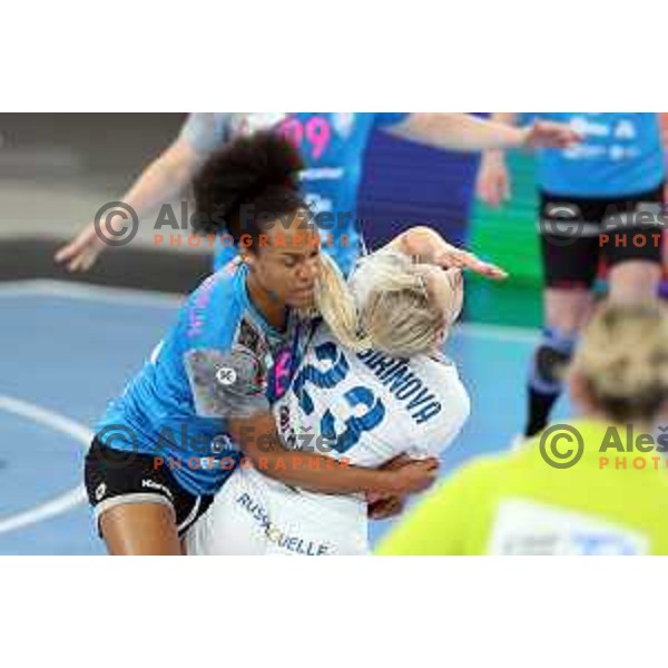 Oceane Sercien Ugolin in action during EHF Champions League Women eight-final 2020-2021 handball match between Krim Mercator (SLO) and CSKA (RUS) in Ljubljana, Slovenia on March 6, 2021