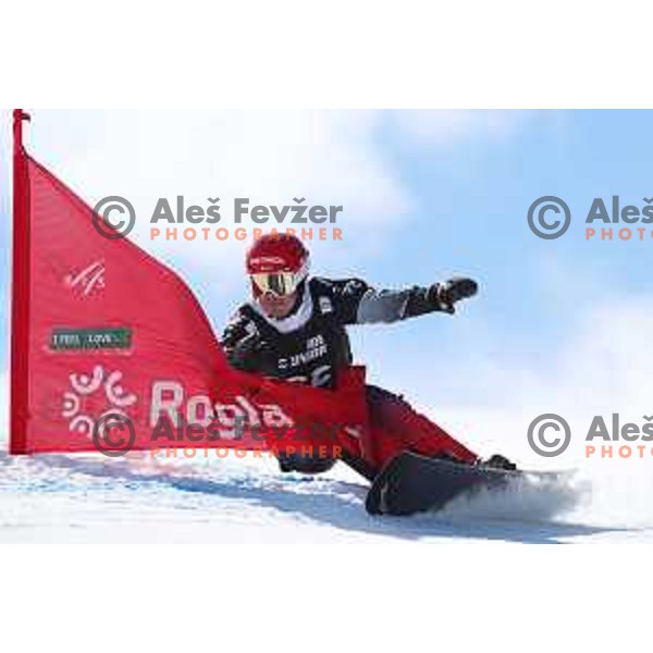 Zan Kosir (SLO), winner of FIS Snowboard World Cup Parallel Giant Slalom at Rogla Ski resort, Slovenia on March 6, 2021
