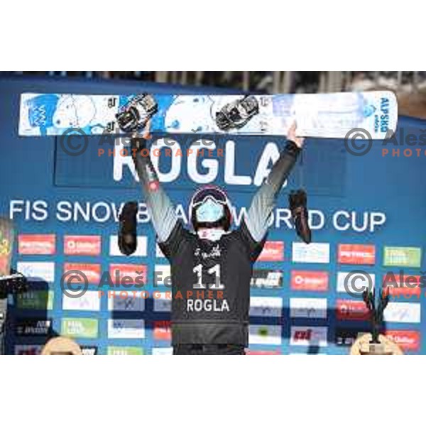 Zan Kosir (SLO), winner of FIS Snowboard World Cup Parallel Giant Slalom at Rogla Ski resort, Slovenia on March 6, 2021