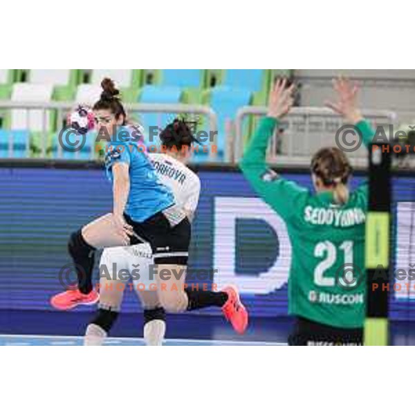 during EHF Champions League Women eight-final 2020-2021 handball match between Krim Mercator (SLO) and CSKA (RUS) in Ljubljana, Slovenia on March 6, 2021