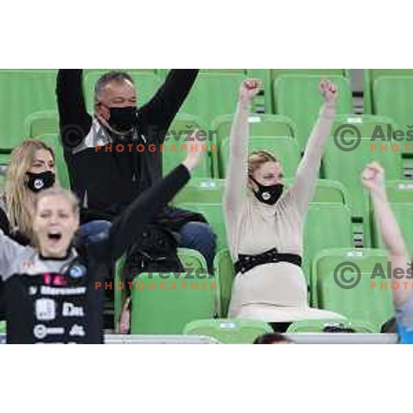 Pregnant Tamara Mavsar during EHF Champions League Women eight-final 2020-2021 handball match between Krim Mercator (SLO) and CSKA (RUS) in Ljubljana, Slovenia on March 6, 2021