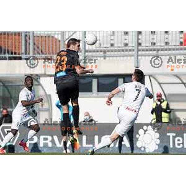 Luka Zinko and Leon Sever in action during Prva Liga Telekom Slovenije 2020-2021 football match between Tabor CB 24 Sezana and Bravo in Sezana on March 7, 2021