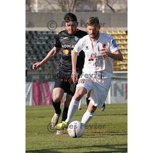 Andraz Kirm and Dominik Mihaljevic in action during Prva Liga Telekom Slovenije 2020-2021 football match between Tabor CB 24 Sezana and Bravo in Sezana on March 7, 2021