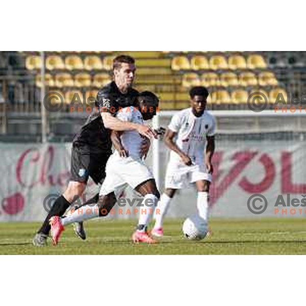 Aldair Balde and Luka Zinko in action during Prva Liga Telekom Slovenije 2020-2021 football match between Tabor CB 24 Sezana and Bravo in Sezana on March 7, 2021