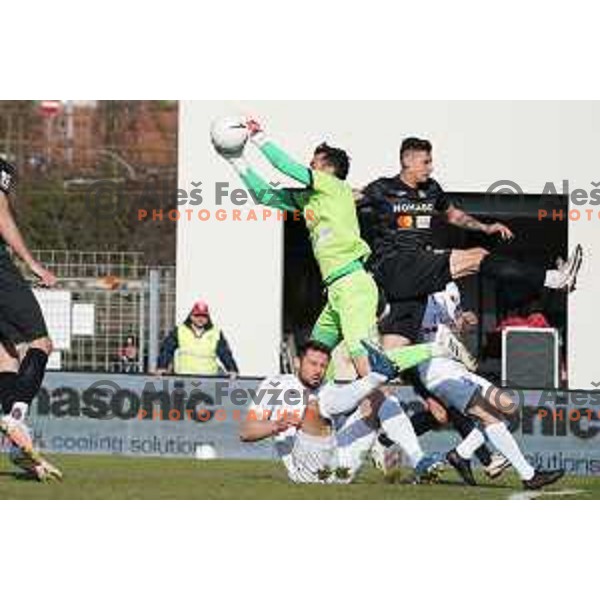 Jan Koprivec and Mitja Krizan in action during Prva Liga Telekom Slovenije 2020-2021 football match between Tabor CB 24 Sezana and Bravo in Sezana on March 7, 2021