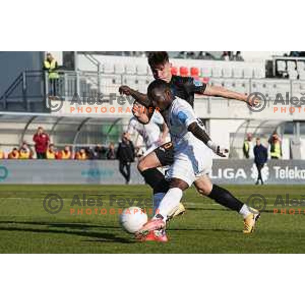 Mark Spanring and Aldair Balde in action during Prva Liga Telekom Slovenije 2020-2021 football match between Tabor CB 24 Sezana and Bravo in Sezana on March 7, 2021