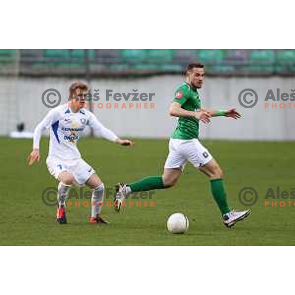 Maj Roric and Timi Max Elsnik in action during Prva Liga Telekom Slovenije 2020-2021 football match between Olimpija and Celje in SRC Stozice, Ljubljana, Slovenia on March 7, 2021