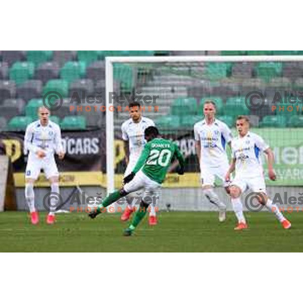Eric Boakye in action during Prva Liga Telekom Slovenije 2020-2021 football match between Olimpija and Celje in SRC Stozice, Ljubljana, Slovenia on March 7, 2021