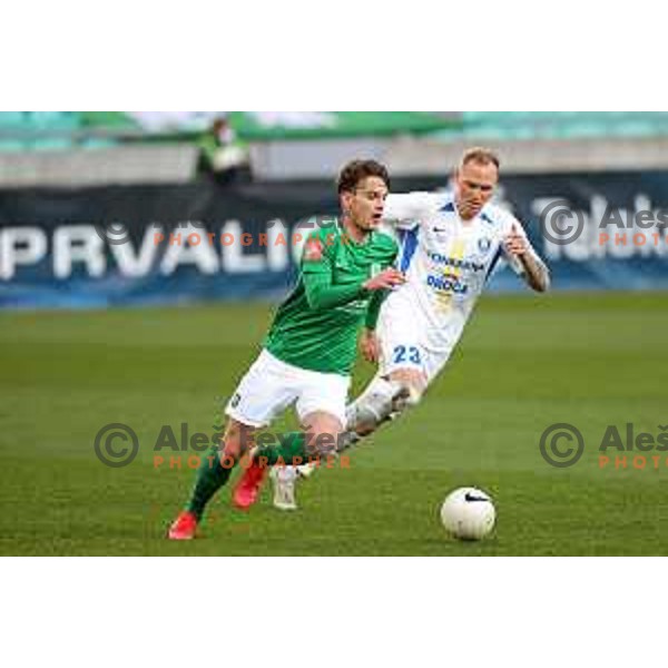 Vitja Valencic of Olimpija in action during Prva Liga Telekom Slovenije 2020-2021 football match between Olimpija and Celje in SRC Stozice, Ljubljana, Slovenia on March 7, 2021