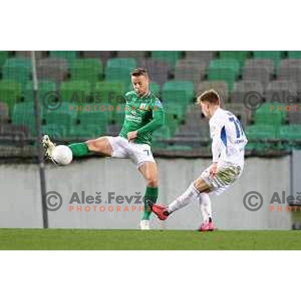 Antonio Delamea Mlinar of Olimpija in action during Prva Liga Telekom Slovenije 2020-2021 football match between Olimpija and Celje in SRC Stozice, Ljubljana, Slovenia on March 7, 2021