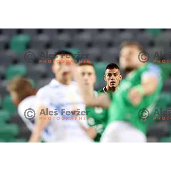 Vujadin Savic of Olimpija in action during Prva Liga Telekom Slovenije 2020-2021 football match between Olimpija and Celje in SRC Stozice, Ljubljana, Slovenia on March 7, 2021