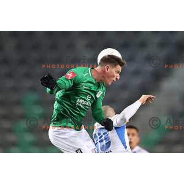 Andres Vombergar of Olimpija in action during Prva Liga Telekom Slovenije 2020-2021 football match between Olimpija and Celje in SRC Stozice, Ljubljana, Slovenia on March 7, 2021