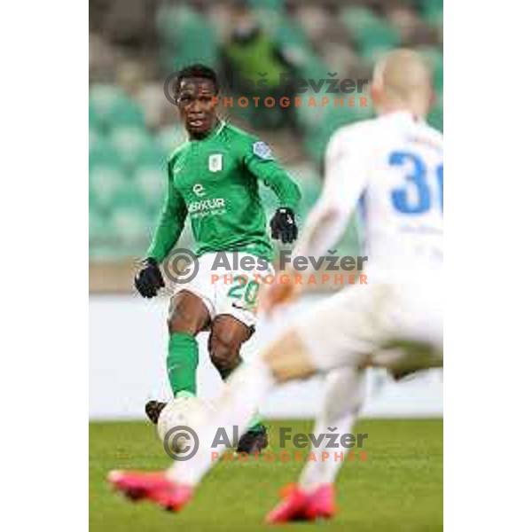 Eric Boakye in action during Prva Liga Telekom Slovenije 2020-2021 football match between Olimpija and Celje in SRC Stozice, Ljubljana, Slovenia on March 7, 2021