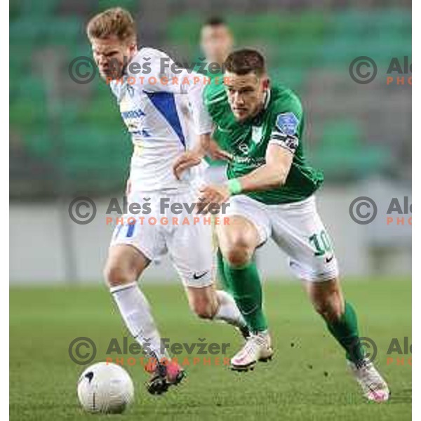 Timi Max Elsnik in action during Prva Liga Telekom Slovenije 2020-2021 football match between Olimpija and Celje in SRC Stozice, Ljubljana, Slovenia on March 7, 2021