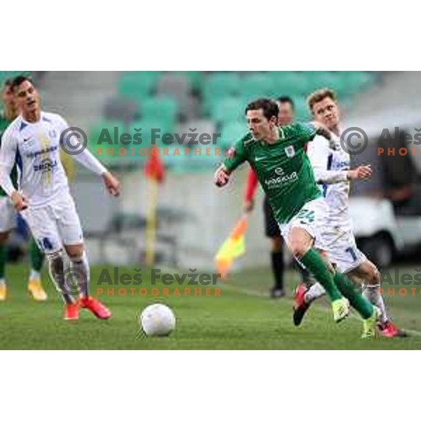 Ante Coric of Olimpija in action during Prva Liga Telekom Slovenije 2020-2021 football match between Olimpija and Celje in SRC Stozice, Ljubljana, Slovenia on March 7, 2021