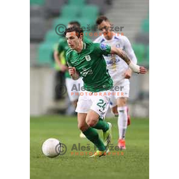 Ante Coric of Olimpija in action during Prva Liga Telekom Slovenije 2020-2021 football match between Olimpija and Celje in SRC Stozice, Ljubljana, Slovenia on March 7, 2021