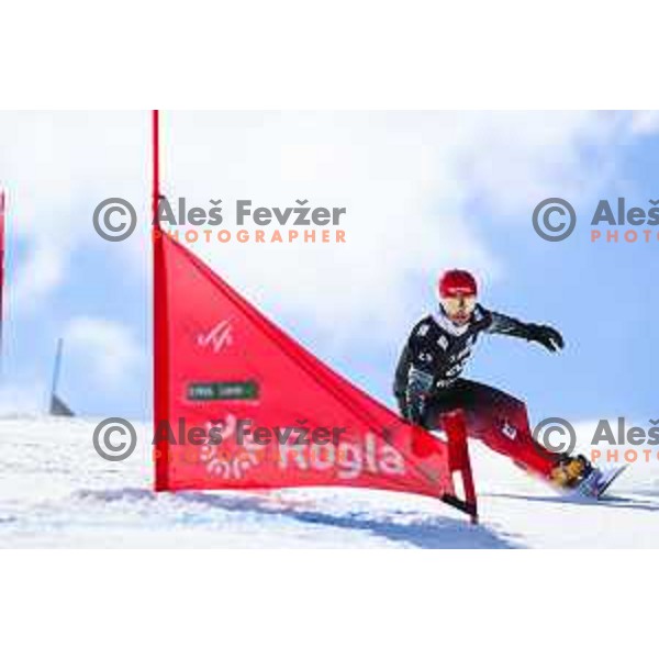 Zan Kosir (SLO), winner of FIS Snowboard World Cup Parallel Giant Slalom at Rogla Ski resort, Slovenia on March 6, 2021