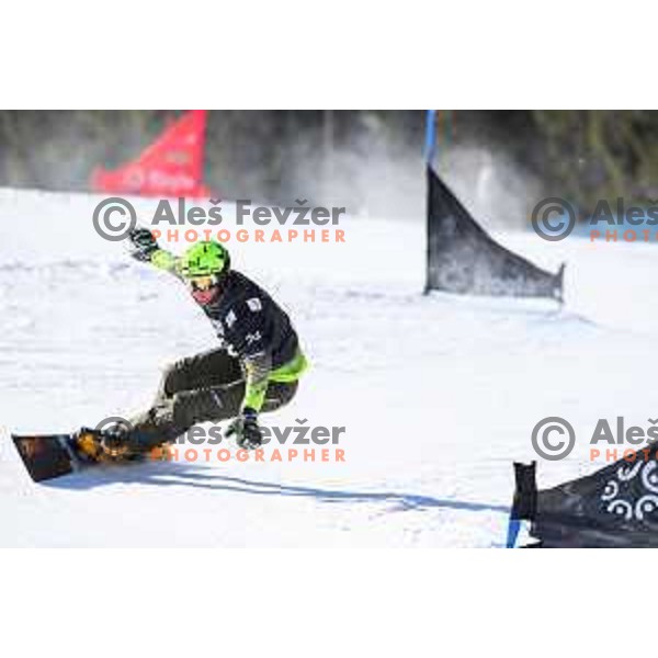 Tim Mastnak (SLO) at FIS Snowboard World Cup Parallel Giant Slalom at Rogla Ski resort, Slovenia on March 6, 2021