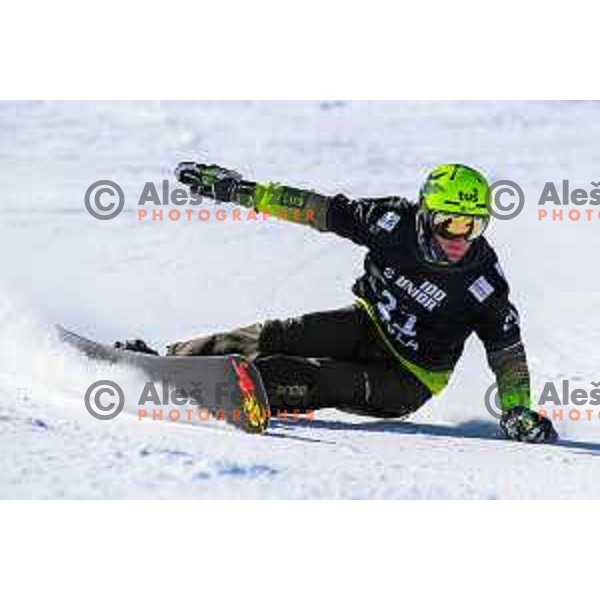 Tim Mastnak (SLO) at FIS Snowboard World Cup Parallel Giant Slalom at Rogla Ski resort, Slovenia on March 6, 2021