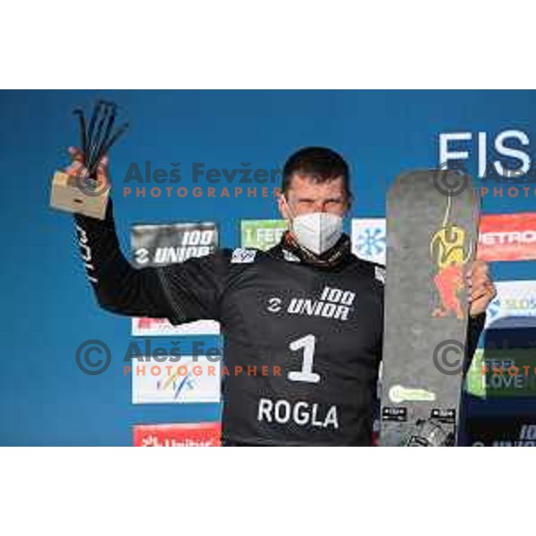 Andrej Soboljev (RUS) at FIS Snowboard World Cup Parallel Giant Slalom at Rogla Ski resort, Slovenia on March 6, 2021
