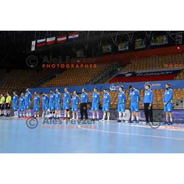 during handball match between Slovenia and Poland, Euro Handball 2022 Qualifyer in Celje on March 9, 2021
