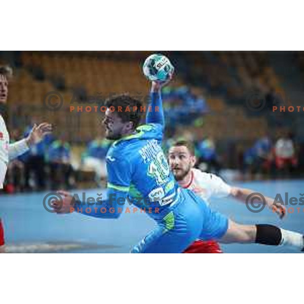 Gregor Potocnik during handball match between Slovenia and Poland, Euro Handball 2022 Qualifyer in Celje on March 9, 2021 
