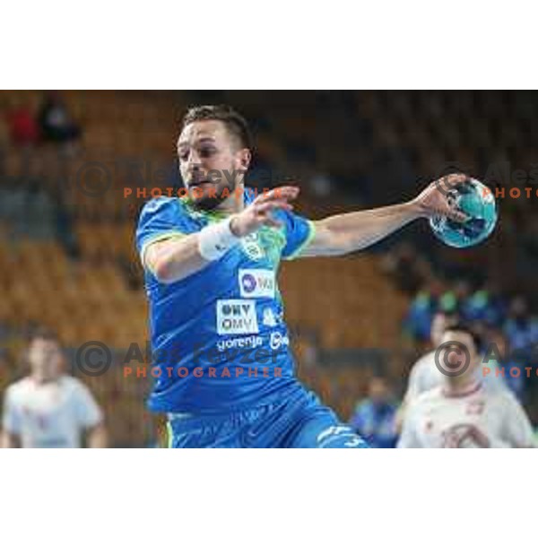 Gasper Marguc during handball match between Slovenia and Poland, Euro Handball 2022 Qualifyer in Celje on March 9, 2021 