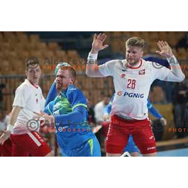 Matej Gaber during handball match between Slovenia and Poland, Euro Handball 2022 Qualifyer in Celje on March 9, 2021 