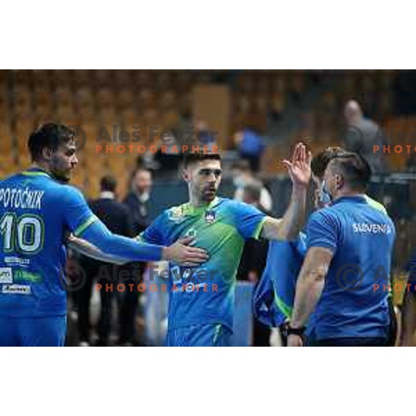 Blaz Janc during handball match between Slovenia and Poland, Euro Handball 2022 Qualifyer in Celje on March 9, 2021 