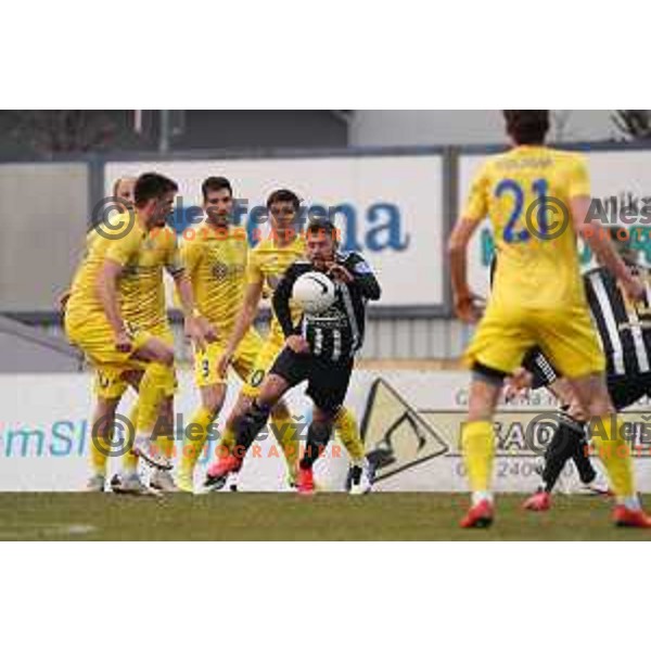 Amadej Marosa in action during Prva Liga Telekom Slovenije 2020-2021 football match between Domzale and Mura in Domzale, Slovenia on March 10, 2021
