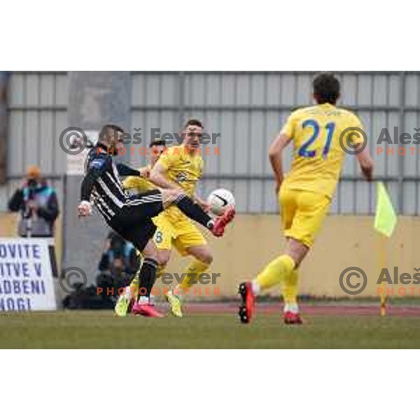 Nino Kouter and Tamar Svetlin in action during Prva Liga Telekom Slovenije 2020-2021 football match between Domzale and Mura in Domzale, Slovenia on March 10, 2021