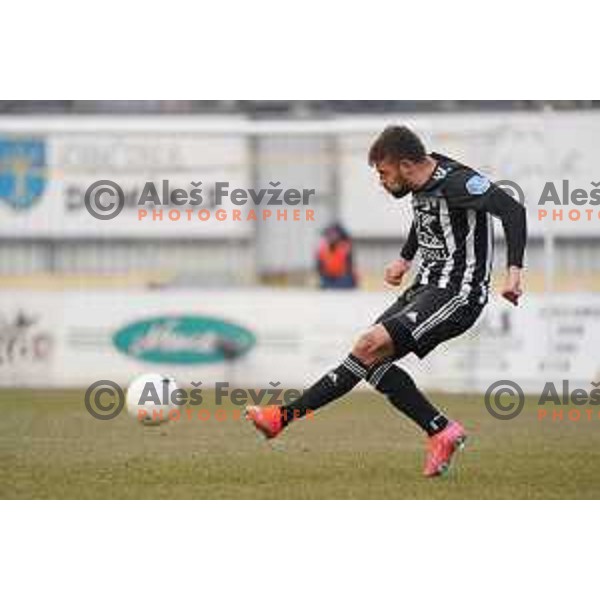 Amadej Marosa in action during Prva Liga Telekom Slovenije 2020-2021 football match between Domzale and Mura in Domzale, Slovenia on March 10, 2021