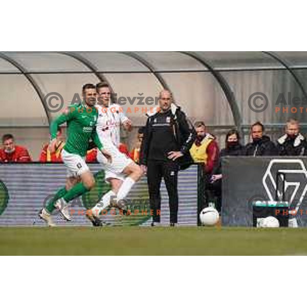 Timi Max Elsnik in action during Prva Liga Telekom Slovenije 2020-2021 football match between Tabor CB 24 and Olimpija in Sezana on March 11, 2021