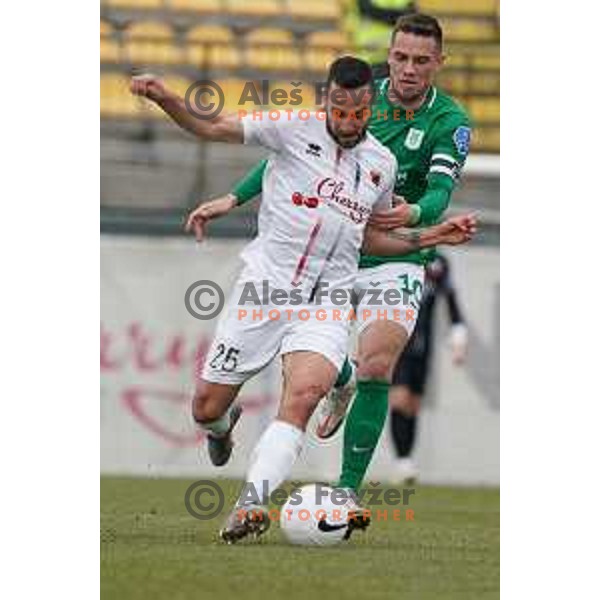 Timi Max Elsnik in action during Prva Liga Telekom Slovenije 2020-2021 football match between Tabor CB 24 and Olimpija in Sezana on March 11, 2021