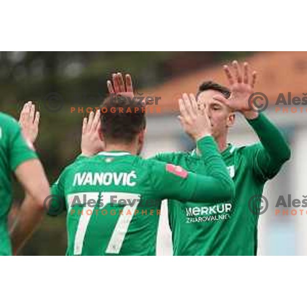 Djordje Ivanovic and Andres Vombergar during Prva Liga Telekom Slovenije 2020-2021 football match between Tabor CB 24 and Olimpija in Sezana on March 11, 2021