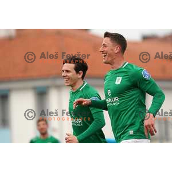 Ante Coric and Andres Vombergar during Prva Liga Telekom Slovenije 2020-2021 football match between Tabor CB 24 and Olimpija in Sezana on March 11, 2021
