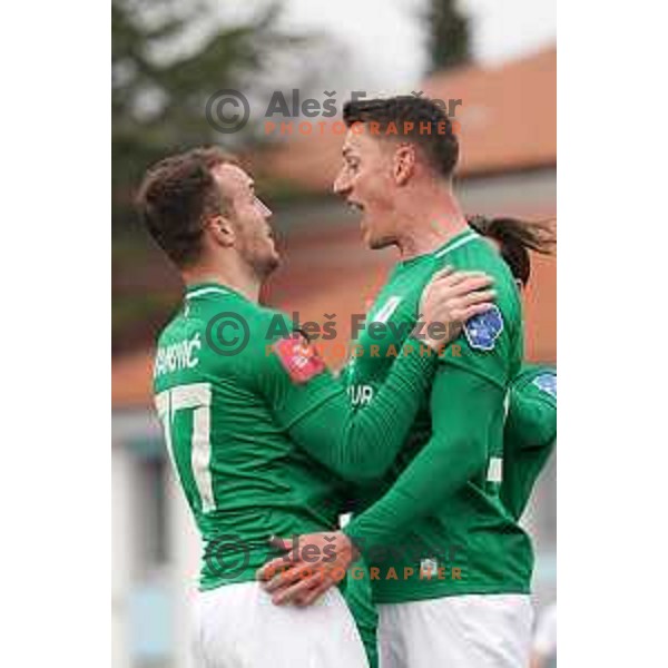 Djordje Ivanovic and Andres Vombergar during Prva Liga Telekom Slovenije 2020-2021 football match between Tabor CB 24 and Olimpija in Sezana on March 11, 2021