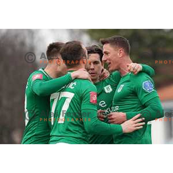 Djordje Ivanovic and Andres Vombergar during Prva Liga Telekom Slovenije 2020-2021 football match between Tabor CB 24 and Olimpija in Sezana on March 11, 2021