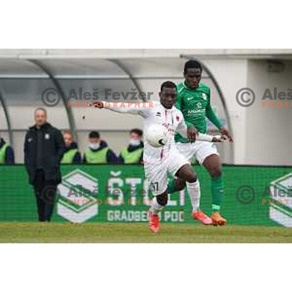 in action during Prva Liga Telekom Slovenije 2020-2021 football match between Tabor CB 24 and Olimpija in Sezana on March 11, 2021