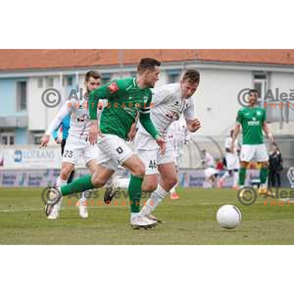 Timi Max Elsnik in action during Prva Liga Telekom Slovenije 2020-2021 football match between Tabor CB 24 and Olimpija in Sezana on March 11, 2021