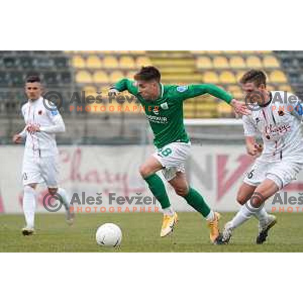 Jan Andrejasic in action during Prva Liga Telekom Slovenije 2020-2021 football match between Tabor CB 24 and Olimpija in Sezana on March 11, 2021
