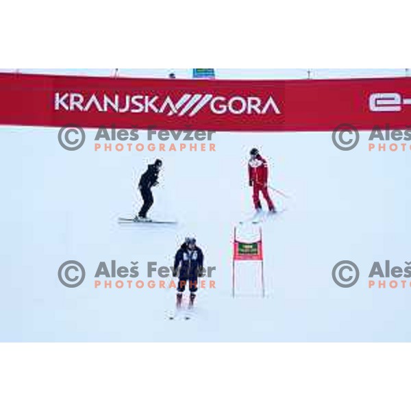 Course inspection before first run of AUDI FIS World Cup Giant Slalom for Vitranc Cup in Kranjska gora, Slovenia on March 13, 2021