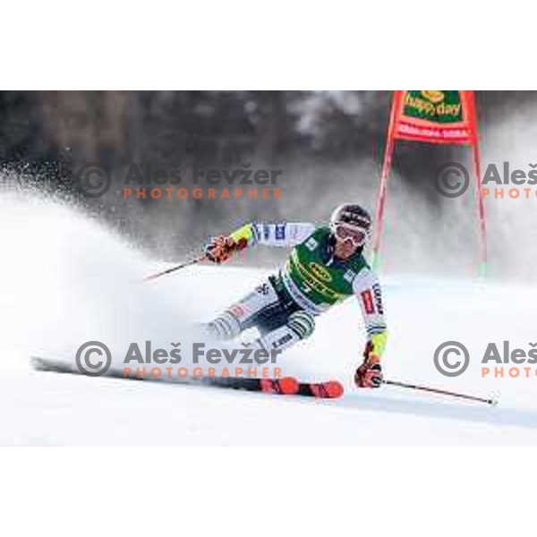 racing in the first run of AUDI FIS World Cup Giant Slalom for Vitranc Cup in Kranjska gora, Slovenia on March 13, 2021