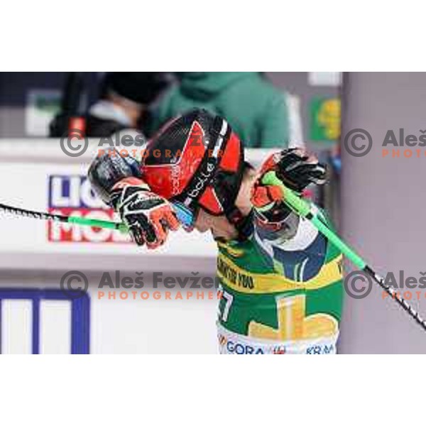 Stefan Hadalin in the second run of AUDI FIS World Cup Giant Slalom for Vitranc Cup in Kranjska gora, Slovenia on March 13, 2021