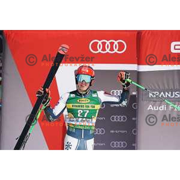 Stefan Hadalin in the second run of AUDI FIS World Cup Giant Slalom for Vitranc Cup in Kranjska gora, Slovenia on March 13, 2021