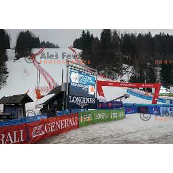 During course inspection before first run of AUDI FIS World Cup Slalom for 60.Vitranc Cup in Kranjska gora, Slovenia on March 14, 2021