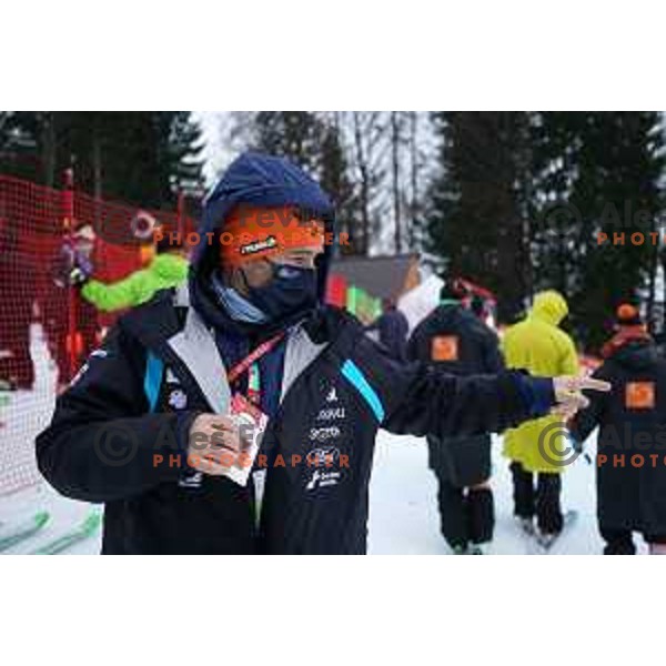 Janez Slivnik during course inspection before first run of AUDI FIS World Cup Slalom for 60.Vitranc Cup in Kranjska gora, Slovenia on March 14, 2021